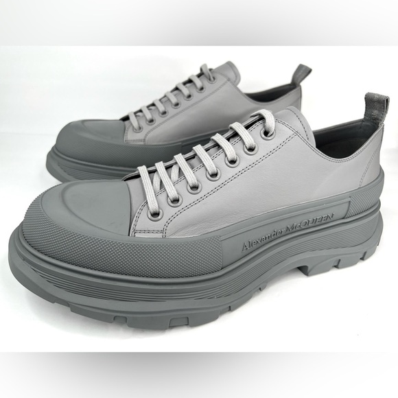 Alexander McQueen Men's Tread Slick Gray Low-Top Sneakers Size EU 49 - US 16 - Picture 10 of 10